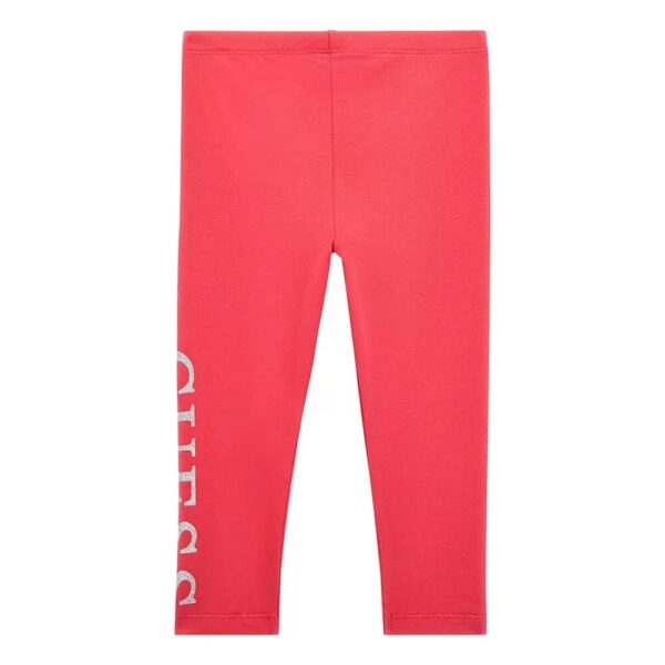 Guess Girl Glitter Branded Leggings Rosa Bambina