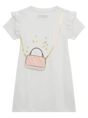 Guess Interlock ss Vestito Bianco Bambina