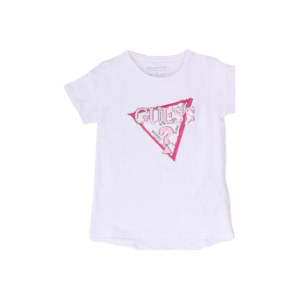 Guess  Kids T-shirt logo pailette Bianca Bambina