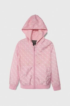 Guess Giubbotto Con Cappuccio Total Pink Bambina
