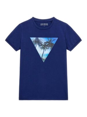 Guess Ss T-shirt Con Stampa Centrale Blu Bambino