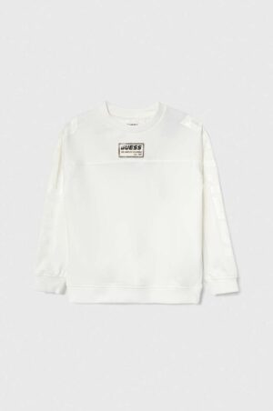 Guess Felpa Girocollo Bianca Con Logo Centrale Bambina