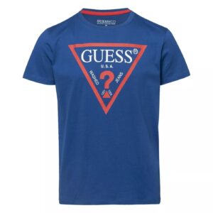 Guess Ss T-shirt Con Stampa Centrale Blu Bambino