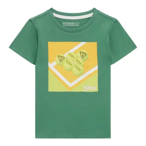 Guess Kid T-shirt Con Stampa Verde Bambino