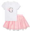 Guess Kids Set tutu T-shirt con logo Bianco Rosa Bambina