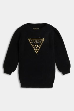 Guess Vestito In Maglia Total Black Bambina