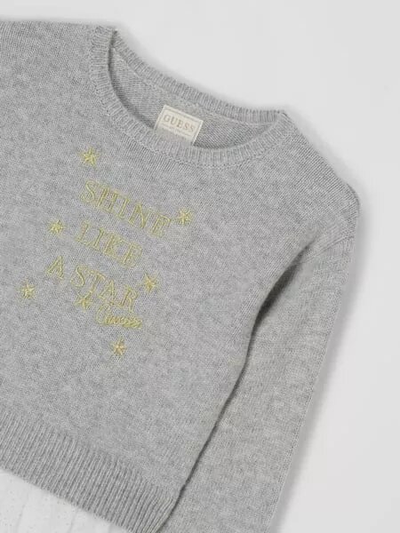 Guess Kid Vestito Grigio Bianco Bambina