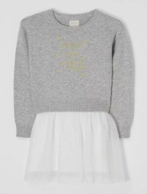 Guess Kid Vestito Grigio Bianco Bambina