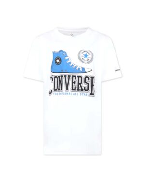 Converse Junior Script Sneaker Gfx Ss T-Shirt Bianca Bambino