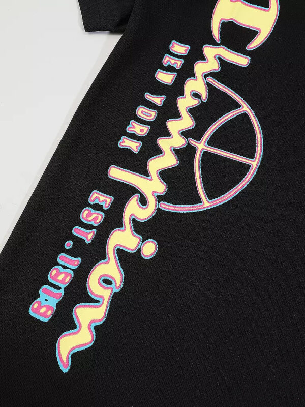 Champion  T-shirt stampa logo Nera Bambina