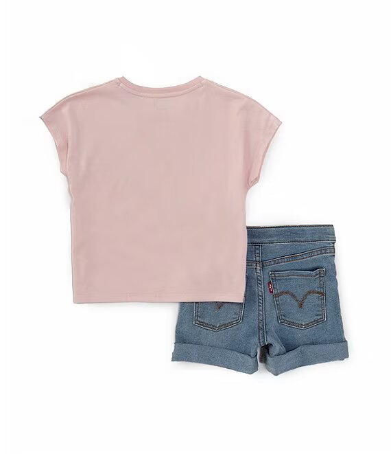 Levi's Kids floral-print Denim Completo Blu Rosa Bambina