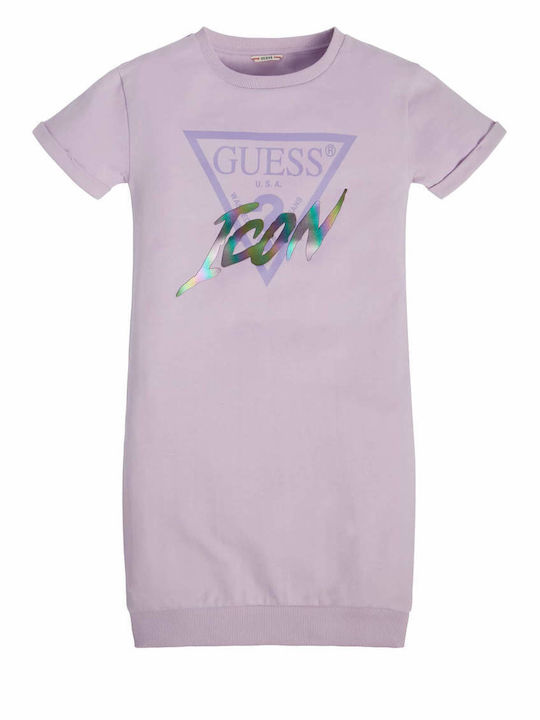 Guess Purple Logo Dress Vestito Lilla Bambina