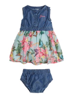 Guess Baby Vestito Di Jeans 2 Pezzi Blu Denim Bambina