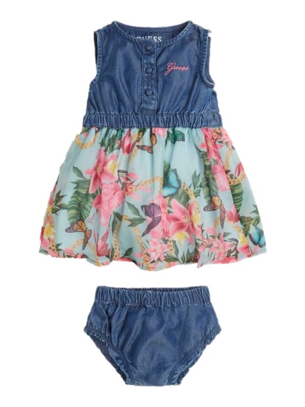 Guess Baby Vestito Di Jeans 2 Pezzi Blu Denim Bambina