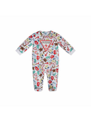 Guess Logo Printed Babygrow Tutina Multicolore Bambino
