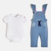 Guess Kit 2 Pezzi Salopette di Jeand Body Bianco Bambina
