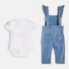 Guess Kit 2 Pezzi Salopette di Jeand Body Bianco Bambina
