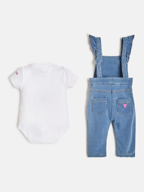Guess Kit 2 Pezzi Salopette di Jeand Body Bianco Bambina