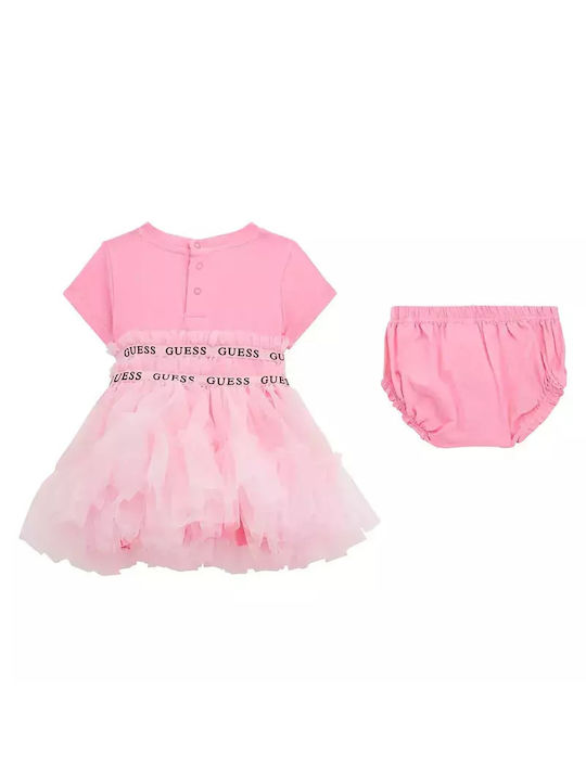 Guess Kids Abito Modello T-shirt a Strati Rosa Bambina