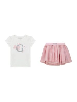 Gues KId Completo 2 pezzi Rosa Bianco Bambina