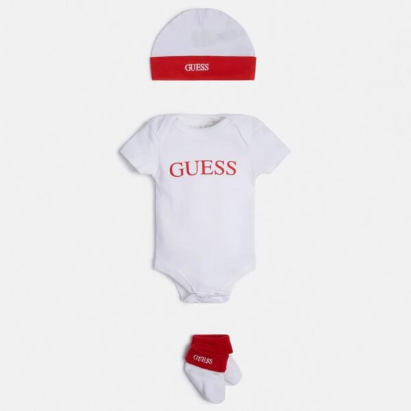Guess Completo 3 Pezzi Bianco Rosso Bambino