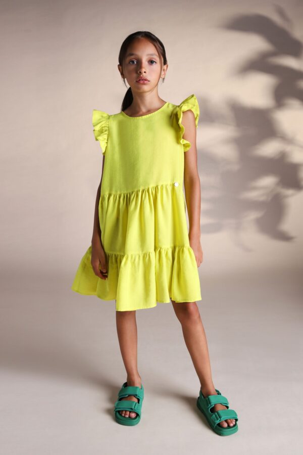 Imperial Abito con volant e gonna a balze Giallo bambina