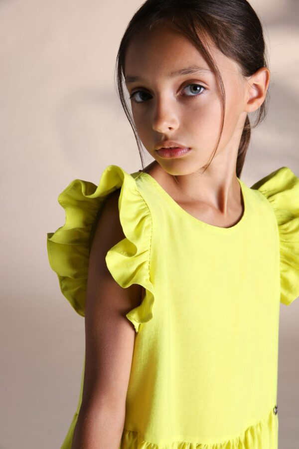 Imperial Abito con volant e gonna a balze Giallo bambina