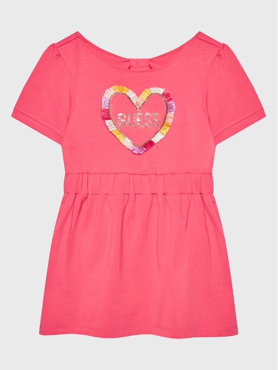 Guess Girls Pink Logo Vestito Rosa Bambina