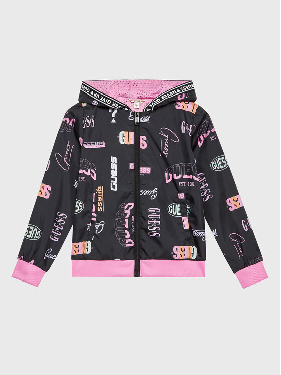 Guess Hooded Windbreaker Giubbino Nero Bambina