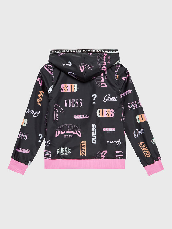 Guess Hooded Windbreaker Giubbino Nero Bambina