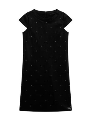 Guess Embellished Faux Leather Dress Vestito Nero Bambina