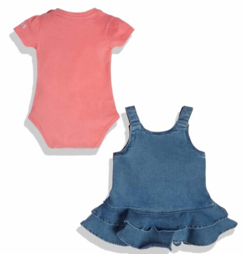Guess Completo 2 Pezzi Rosa Blu Denim Bambina