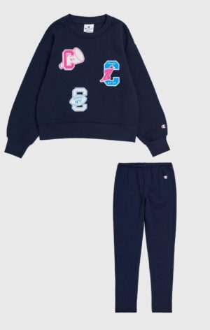 Champion Crewneck Suit Completo Total Blu Bambina