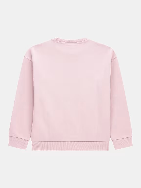 Guess SweaT-shirt logo Icon strass Felpa Rosa Bambina