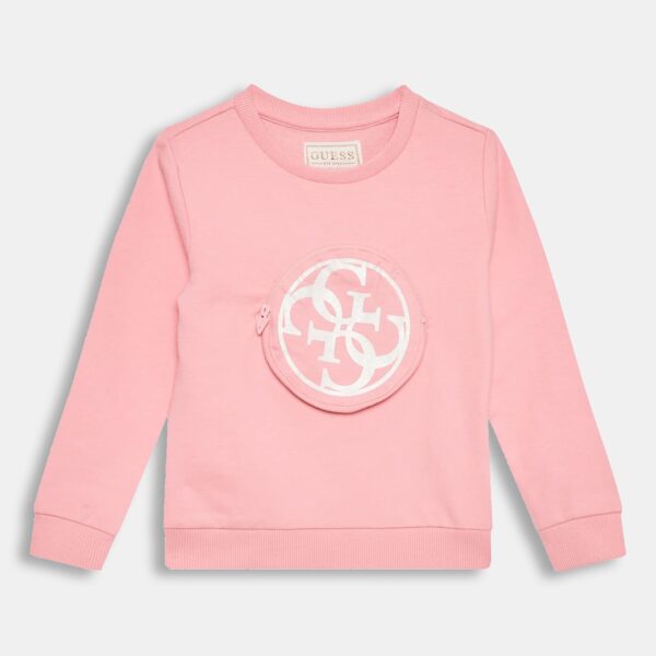 Guess Regular Fit Felpa Girocollo Rosa Bambina