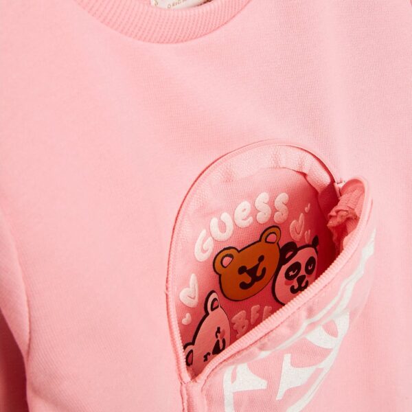 Guess Regular Fit Felpa Girocollo Rosa Bambina