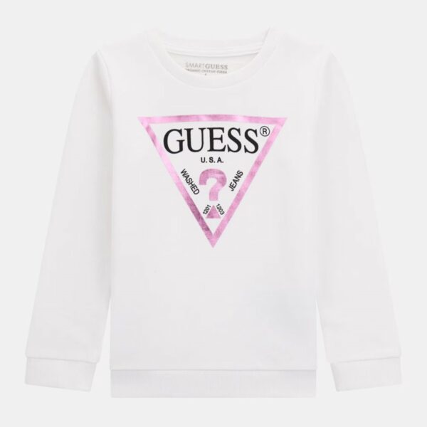 Guess felpa infant-Kids bianca con logo laminato Bambina