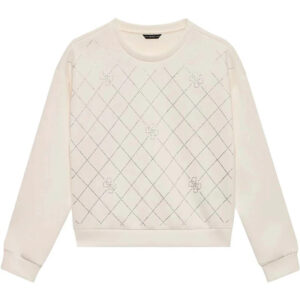 Guess Felpa Girocollo Bianca con Stass Bambina