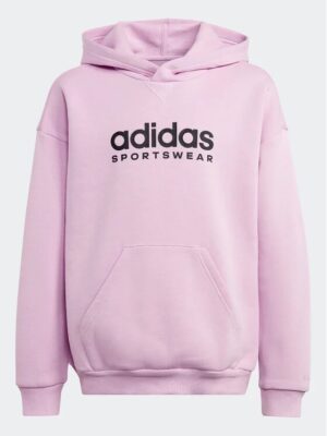 Adidas J All Szn Hd Felpa Con Cappuccio Rosa Bambina