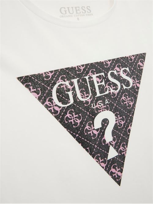 Guess T-shirt  logo triangolo Bianca Bambina