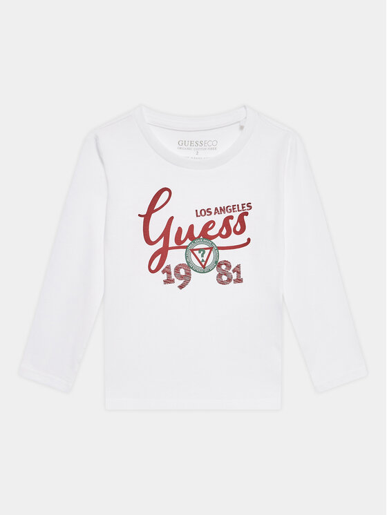 Guess Logo T-shirt Manica lunga Bianca Bambina