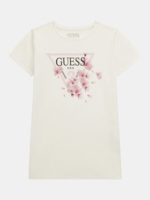 Guess T-shirt logo triangolo frontale Bianca Bambina