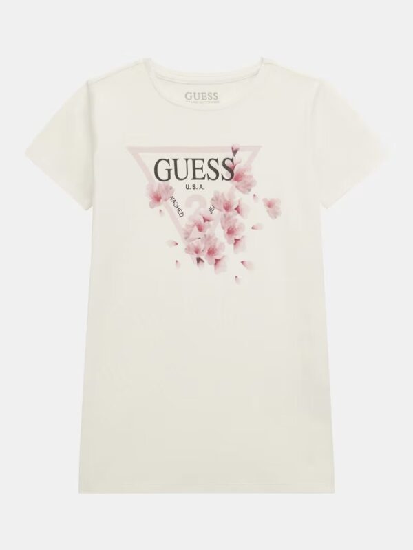 Guess T-shirt logo triangolo frontale Bianca Bambina
