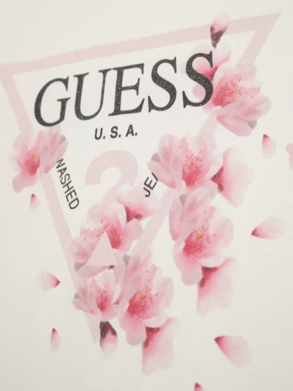 Guess T-shirt logo triangolo frontale Bianca Bambina