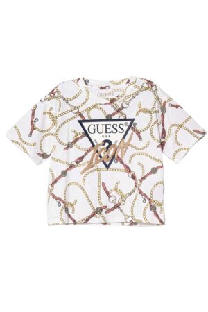 Guess Ss  T-shirt Bianca Oro Bambina