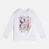 Guess T-shirt Manica lunga Bianca Glitterata Bambina