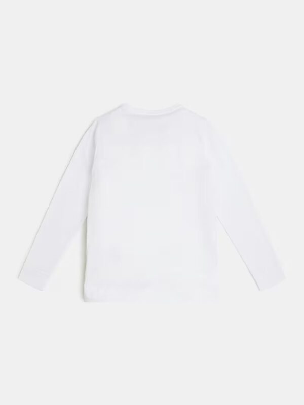 Guess T-shirt Manica lunga Bianca Glitterata Bambina