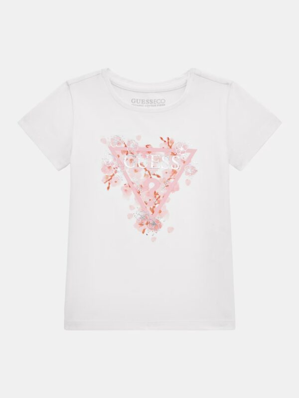 Guess T-shirt logo triangolo frontale Bianca Bambina