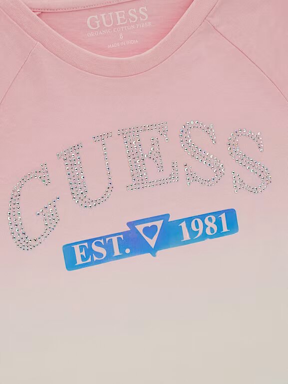 Guess Kids T-shirt logo frontale con strass Bambina
