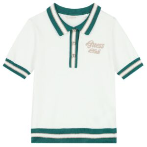 Guess Kids Polo in maglia con ricamo laterale Bianca Bambina